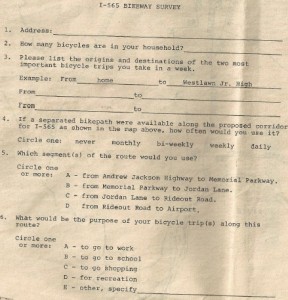 1978 Plan Bikeway Survey