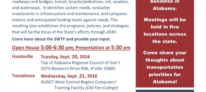 Coming Soon: ALDOT Statewide Transportation Plan